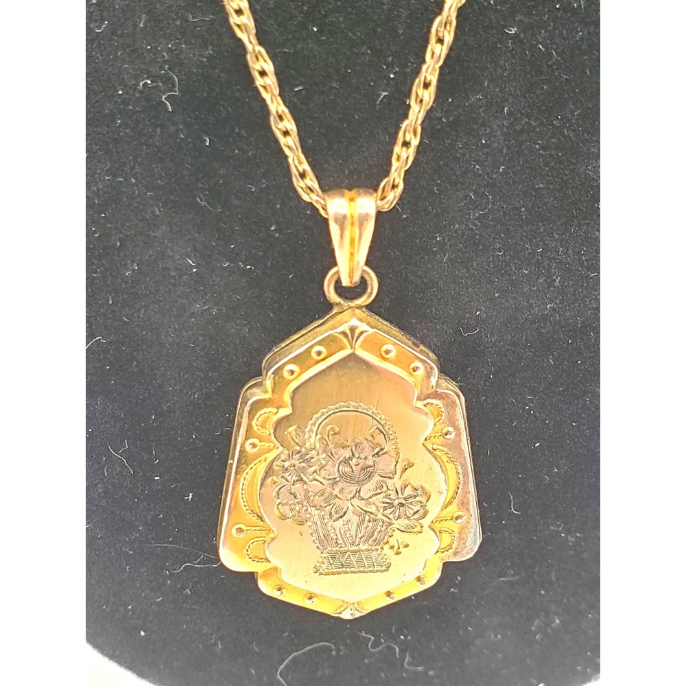 Antique Victorian Hayward 1/20 12K Gold Filled Photo Mourning Locket 18" Chain